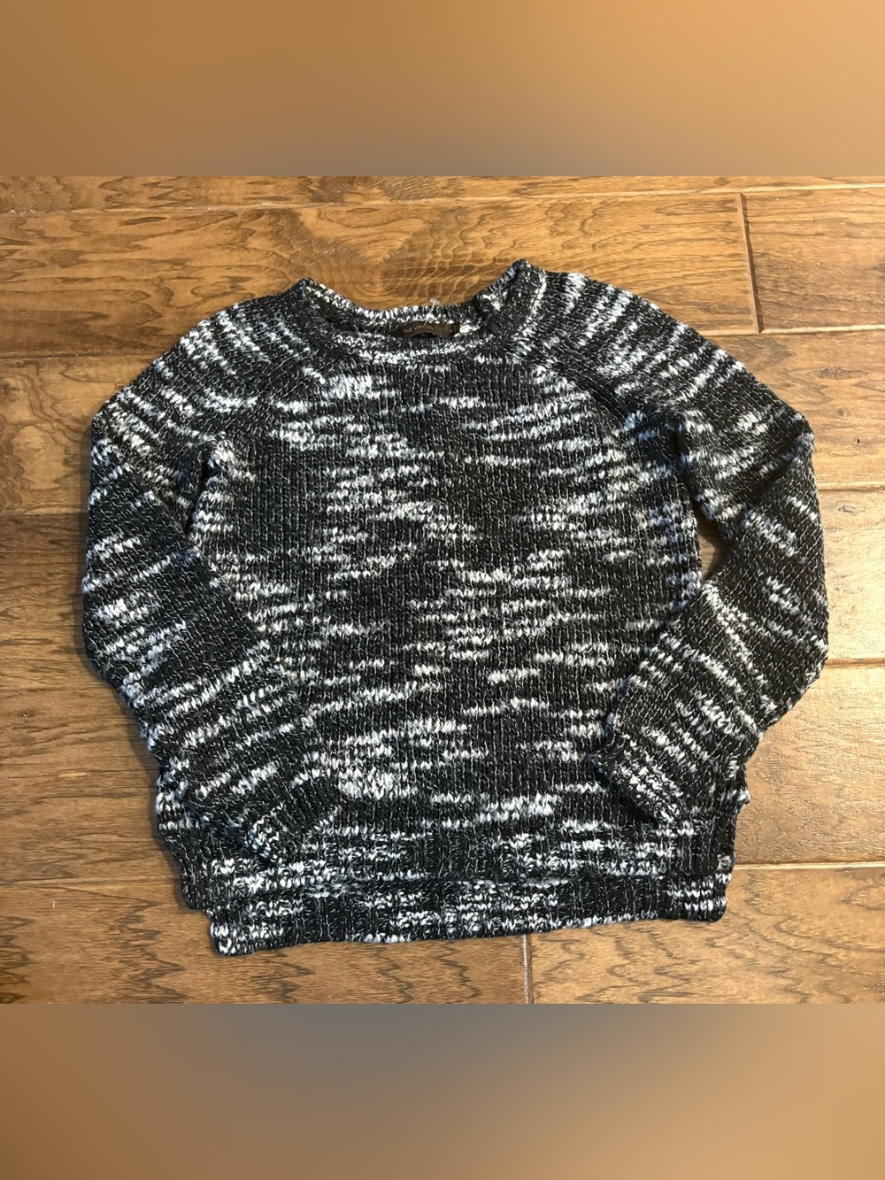 The Limited Black & White Marled Crewneck Sweater